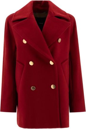 Max Mara Berta Caban Jas - Dames - Mantel - Rood - XS - Kasjmier - Jassen