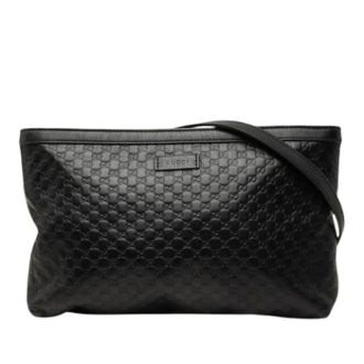 Gucci Pre-owned Embossed Leather Crossbody Bag - Dames - Pre-owned - Zwart - Maat: ONE Size Leer