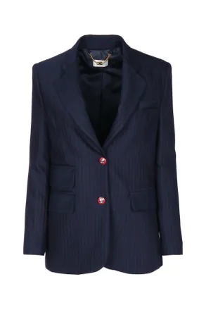 Elisabetta Franchi Pinstriped Blazer - Navy
