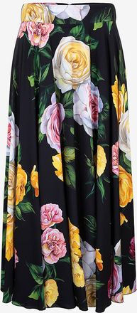 Dolce & Gabbana Seidencharmeuse-Midirock Pfingstrosen & Rosen