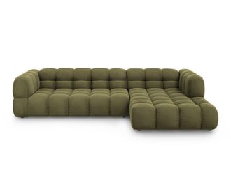 Cosmopolitan Design Sof&aacute; esquinero modular derecho 4 plazas de terciopelo verde claro
