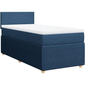 vidaXL Cama Box Spring Con Colch&oacute;n Tela Azul 80x200 Cm Vidaxl