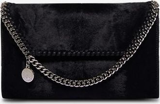 Stella McCartney Brieftasche mit Kettengurt aus geb&uuml;rstetem Samt Falabella