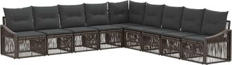vidaXL Conjunto De Sof&aacute;s De Jard&iacute;n 9 Uds. Gris Rat&aacute;n Sint&eacute;tico Vidaxl