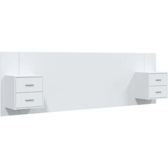 vidaXL Cabecero De Cama Con Mesitas Madera Contrachapada Blanco Vidaxl