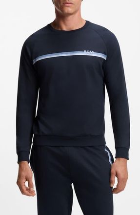 BOSS Authentic Stripe Sweatshirt in Dark Blue at Nordstrom, Size Xx-Large
