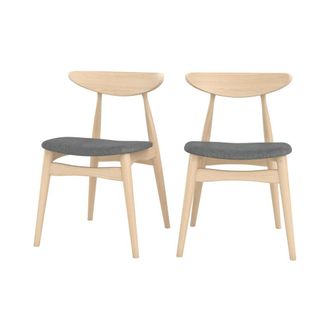 Rendez-Vous D&eacute;co Juego de 2 sillas en tela gris y madera de caucho