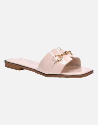 XY London Womens XY London Womens/Ladies Lesley Patent Square Toe Buckle Detail Sliders - Pink - Size: 3