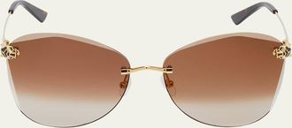 Cartier Panther Metal Butterfly Sunglasses