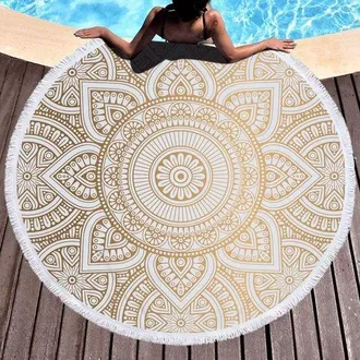 OEM Toalla De Playa Redonda Con Estampado De Mandala, Toalla De Playa De Microfibra, Manta De Playa Ligera Para Ni&ntilde;os, Adolescentes Y Adultos