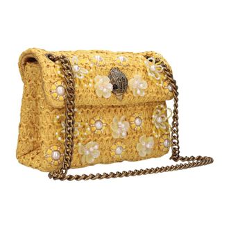 Kurt Geiger Raffia Mini Kensington - Dames - Tassen - Geel - Maat: ONE Size