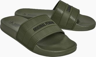 Original Penguin Mens Penguin Paradise Mens Khaki Slides - Green - Size: 10
