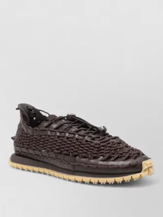 Emporio Armani woven sneakers pull tab heel sole