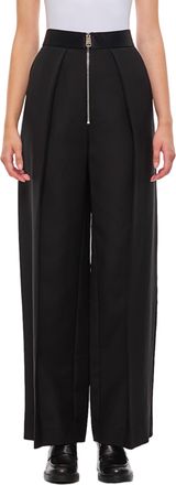 Khaite Straight Leg Pants With Pleat Detailing And Exposed Zipper