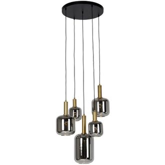 QAZQA Lampada a sospensione zuzanna - Moderno - Vetro,Acciaio - Grigio/Oro/Nero - Tondo E27 Max. 5 x 3.5 Watt