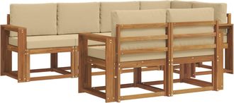 vidaXL Conjunto De Sof&aacute;s De Exterior 7 Uds. Natural Y Beige Vidaxl