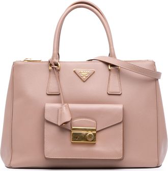 Prada Pre-owned Womens Galleria Satchel Top Handle Bag - Tan Leather - One Size