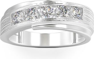 Pompeii3 1Ct Diamond Mens Ring Brushed Wedding Band in White Rose or Yellow Gold