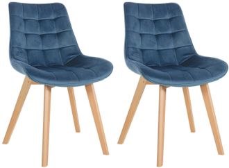 Clp Set De 2 Sillas De Comedor Brook En Terciopelo Azul