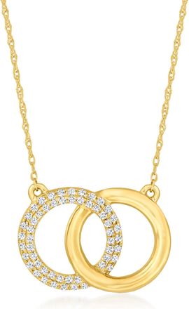 RS Pure by Ross-Simons Pave Diamond Interlocking Circle Necklace in 14kt Yellow Gold