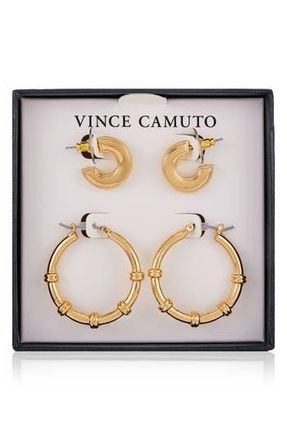 Vince Camuto Set of 2 Hoop Earrings in Gold Tone at Nordstrom Rack