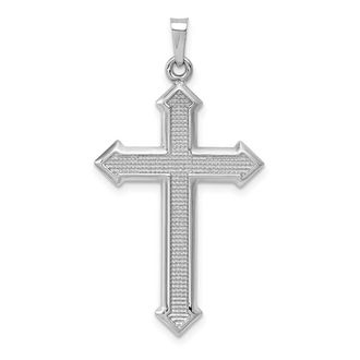 Diamond2Deal 14k White Gold Polished Textured Cross Pendant