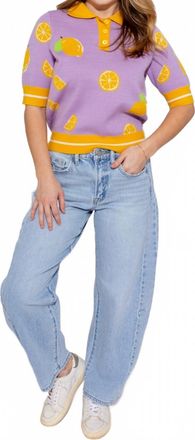 THML Clothing Lemon Drop Sweater Top In Purple