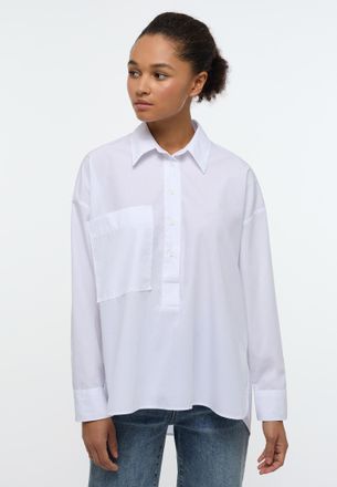 Eterna Longbluse ETERNA OVERSIZE FIT, Damen, Gr. 38, weiss (wei&szlig;), 70% Baumwolle, 30% Lyocell, normal, Blusen Longbluse, EASY IRON (b&uuml;gelleicht)