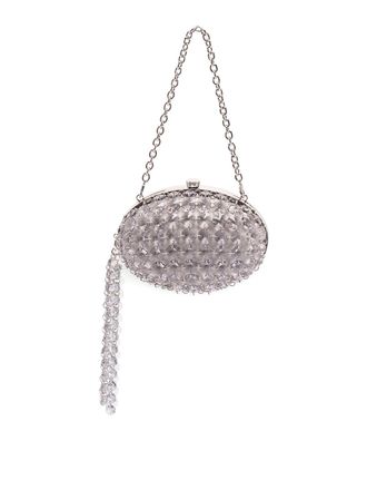 Self Portrait Oval crystal chain clutch bag