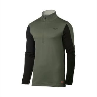 Mizuno Mens Breath Thermo Half Zip Top In Beetle/black