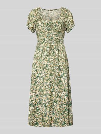 Apricot Midikleid aus Viskose mit R&uuml;schen&auml;rmeln in Hellgruen, Gr&ouml;&szlig;e XXL