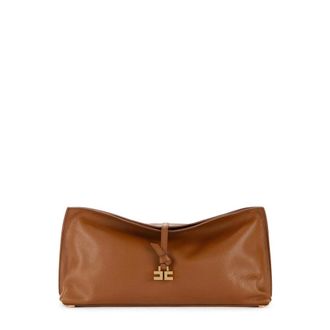 Elisabetta Franchi Tassen, Dames, Bruin, ONE Size, Leer, Boulevard Leren Clutch