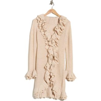 Alice & Olivia Yara Ruffle Wool Cardigan in Oatmeal Heather at Nordstrom Rack, Size X-Small