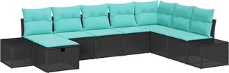 vidaXL Conjunto De Sof&aacute; De Jard&iacute;n 8 Uds. Negro Rat&aacute;n Sint&eacute;tico Vidaxl