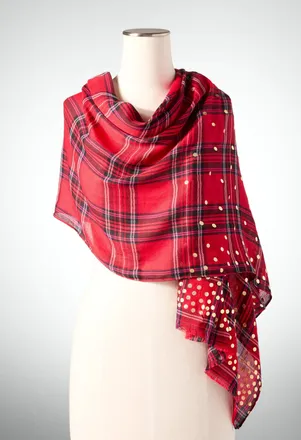 Talbots Classic Tartan Oblong Scarf - Red - 001 Talbots