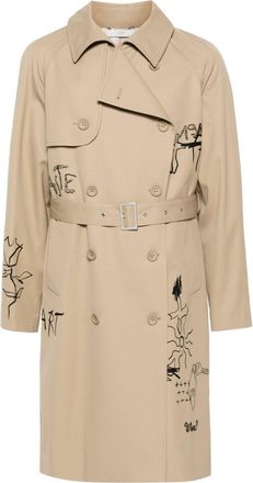 1989 STUDIO scribble embroidered trench coat - men - Polyamide/Cotton/Wool/Acetate/Viscose - 52 - Neutrals