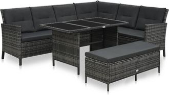 vidaXL Set De Muebles De Jard&iacute;n 3 Pzas Y Cojines Rat&aacute;n Sint&eacute;tico Gris Vidaxl