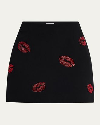 Cinq &agrave; Sept Doris Kissing Booth Embroidered Mini Skirt