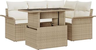 vidaXL Garden Sofa Set with Cushion 5 pcs Beige Poly rattan Vidaxl
