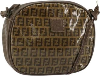 Fendi Pre-owned Cross Body Bags, female, Brown, Size: ONE SIZE Pre-owned Vintage Zucchino Canvas Shoulder Bag