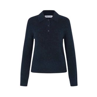Sams&oslash;e & Sams&oslash;e Sanoura LS Polo - Dames - Polos - Blauw - XS - Wol - Tops