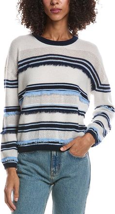 Brodie Funky Stripe Crewneck Cashmere Sweater