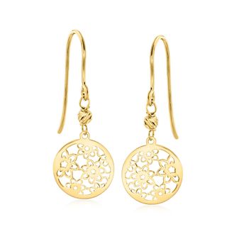 Canaria Canaria Italian 10kt Yellow Gold Floral Ricami Drop Earrings