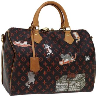 Louis Vuitton Speedy Bandouliere Bag Limited Edition Grace Coddington Catogram Canvas Brown Canvas Handbag (Pre-Owned)