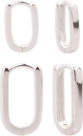 Argento Vivo Set of 2 Oblong Hoop Earrings at Nordstrom