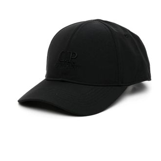 C.P. Company C.p. Company - Chrome-R Logo Cap - Heren - Accessoires - Zwart - Maat: ONE Size Zijde