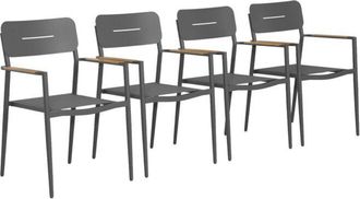Sweeek Set of 4 garden armchairs aluminium and textilene anthracite 58x56x86 cm - Fira