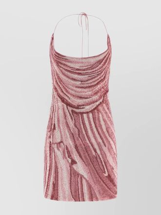 Balmain draped halter neck mini dress with sequins