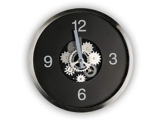Schubiger M&ouml;bel Uhr Gear Schwarz-Siber H: 35 cm