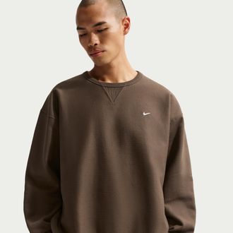 Nike Mens Solo Swoosh Fleece Crew in Brown | HV1086-212